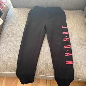 Jordan Black Sweatpants with Pink Logo